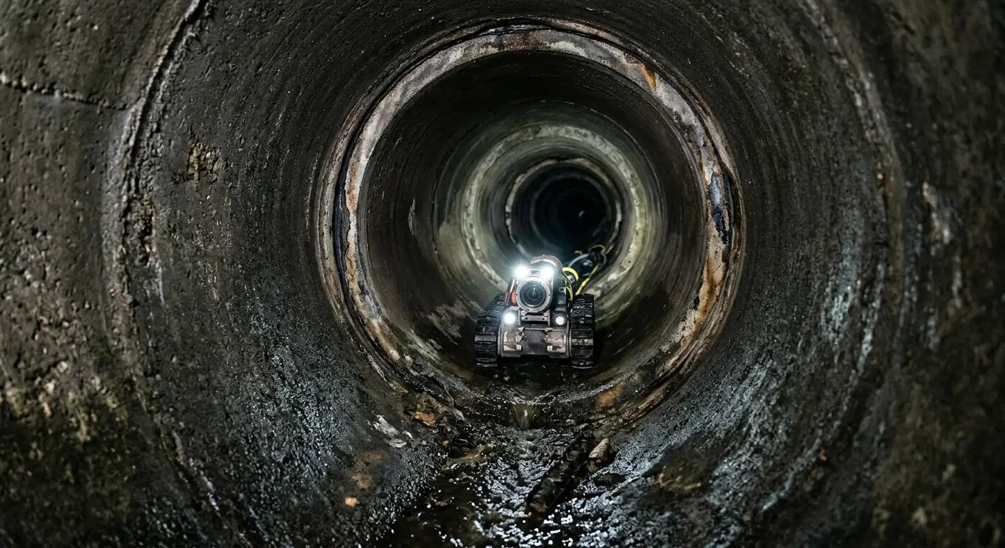 Robotic sewer camera inspecting pipe interior for Drain Snake Service in Dalton